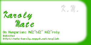 karoly mate business card